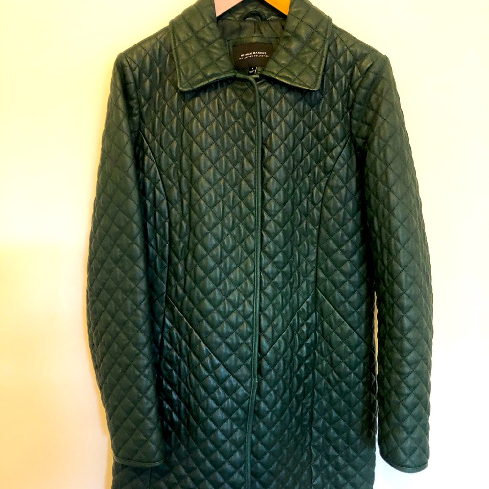 Neiman’s Marcus, Green, Quilted Leather Jacket